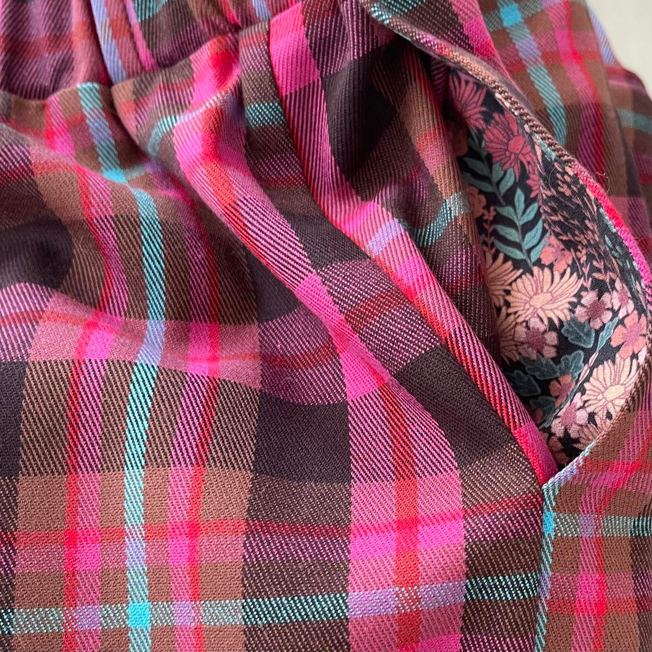 Oversized Cute Raspberry Tartan Baggy Shorts. *PRE-ORDER