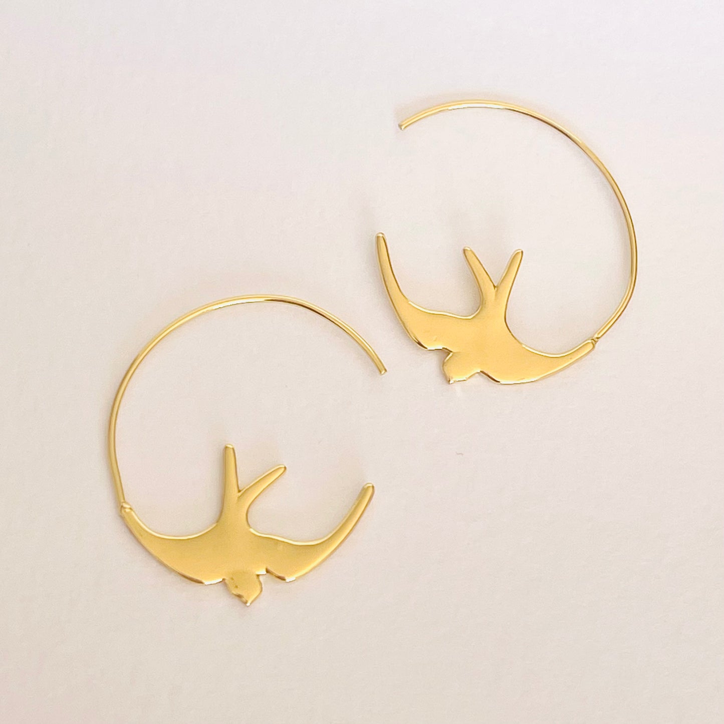 Love Birds Gold Plated Hoop Earrings