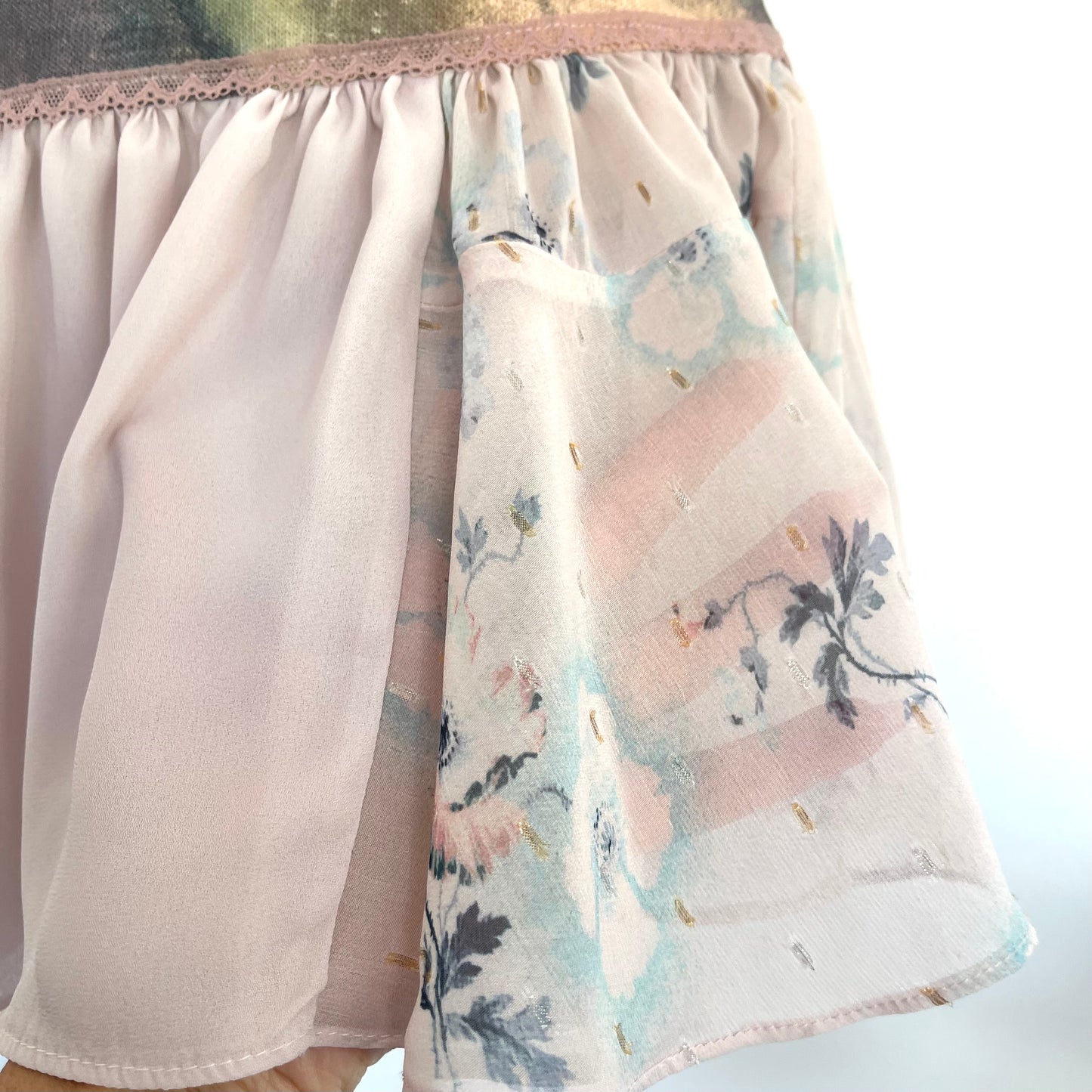 Oil Painting Wrap Ruffle Mini Skirt