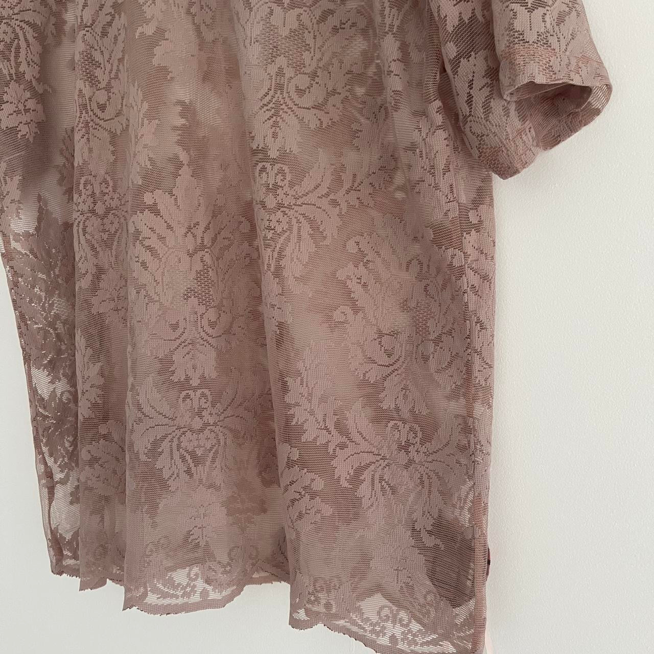 Mocha Blush Hand Dyed Lace Oversized Tshirt