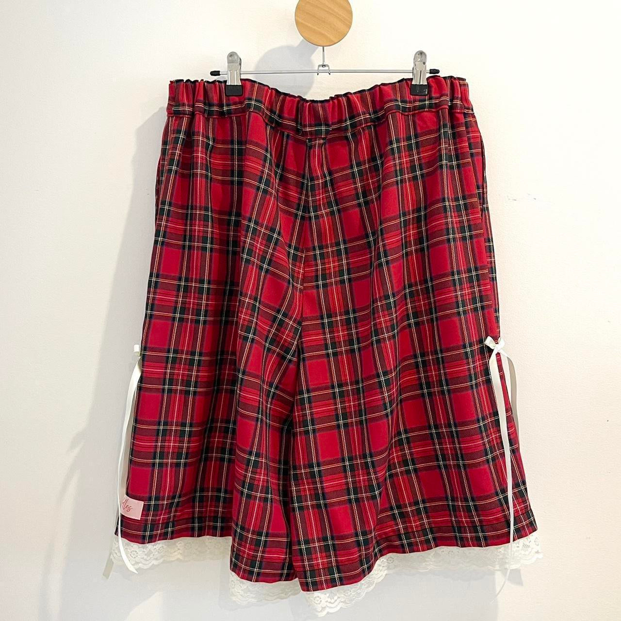 Oversized Cute Ruby Tartan Baggy Shorts. *PRE-ORDER