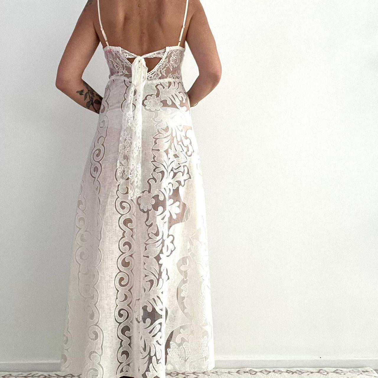Golden Lace Slip Dress