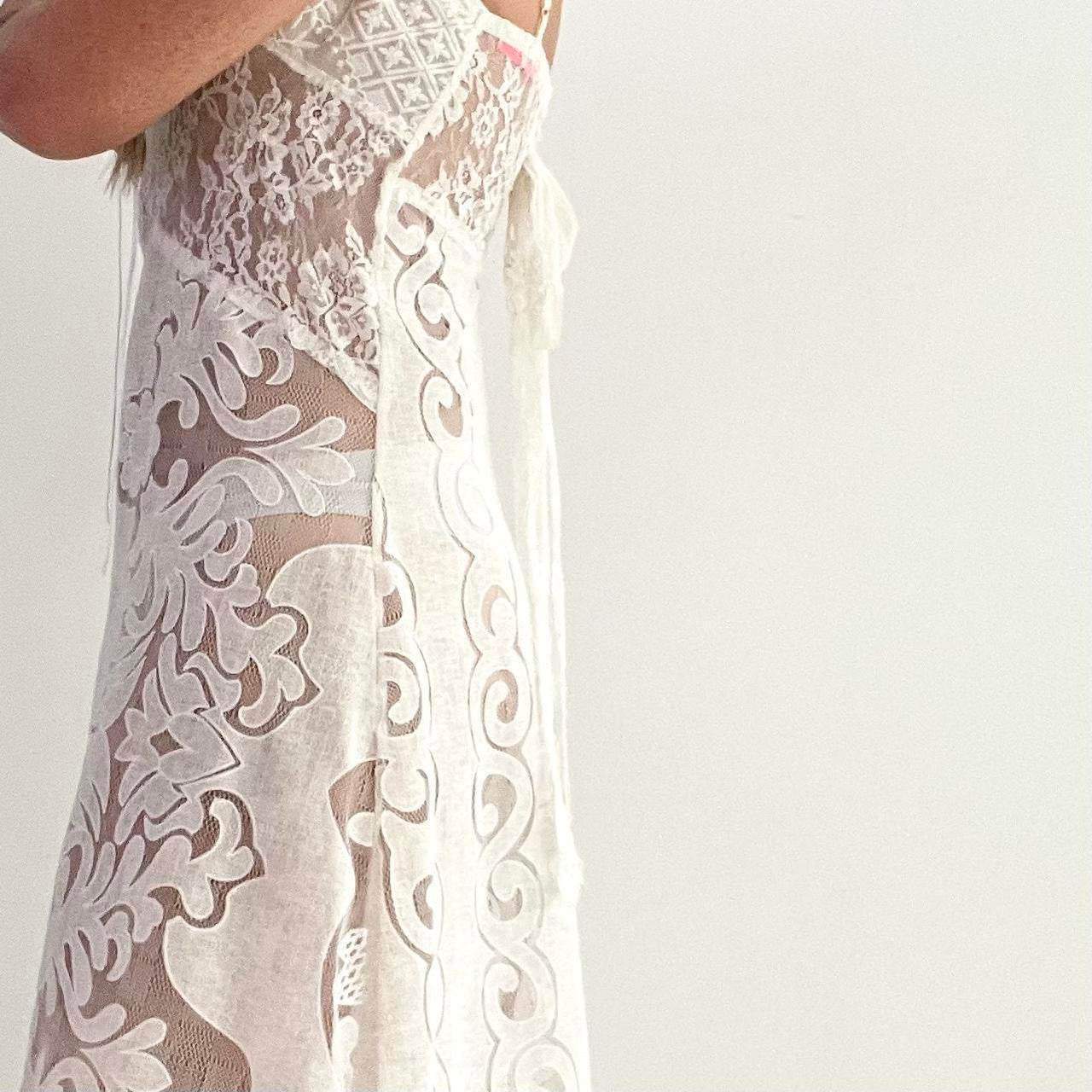 Golden Lace Slip Dress