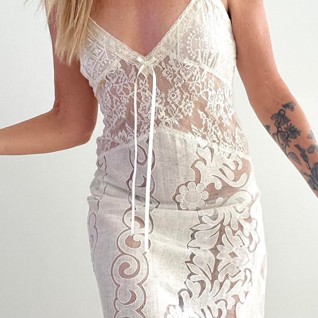 Golden Lace Slip Dress