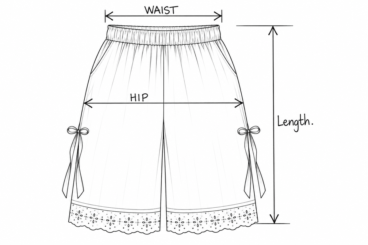 Black Pinstripe Lace & Ribbon Bow Baggy Shorts