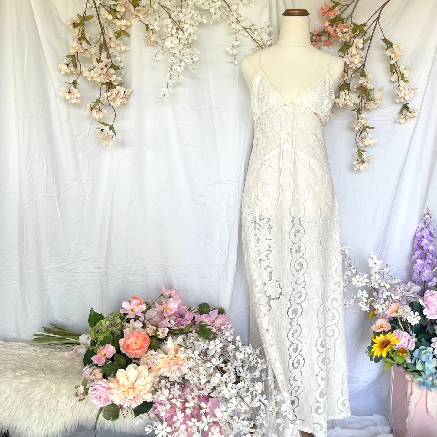 Golden Lace Slip Dress