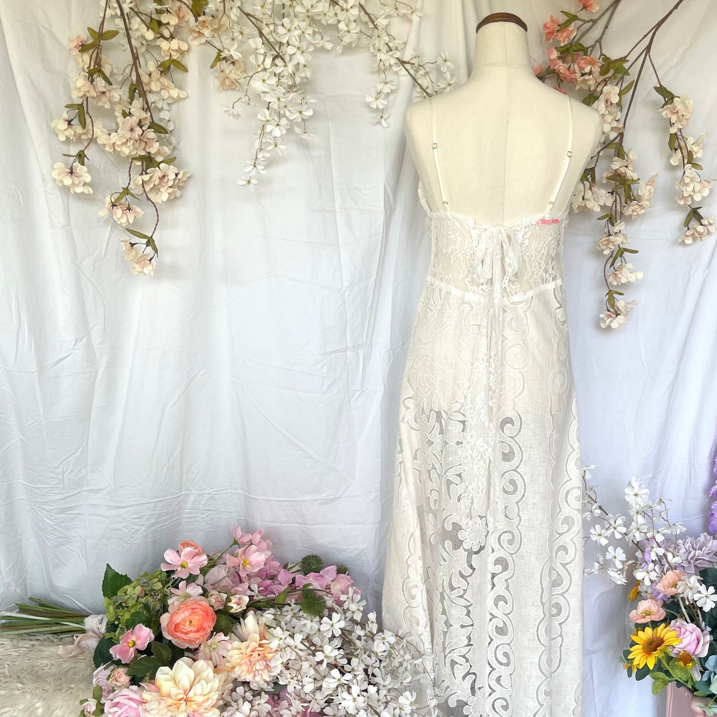 Golden Lace Slip Dress