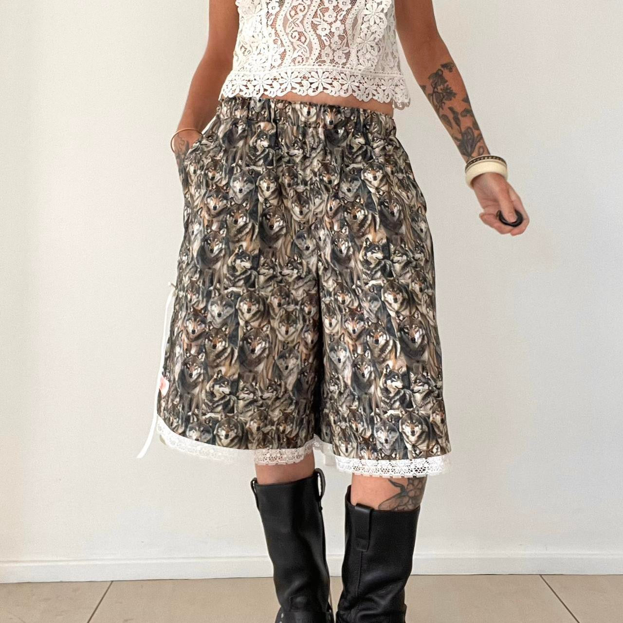 Oversized Cute Wolf Camoflage Baggy Shorts. *PRE-ORDER