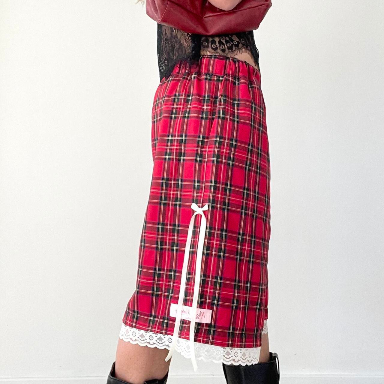 Oversized Cute Ruby Tartan Baggy Shorts. *PRE-ORDER