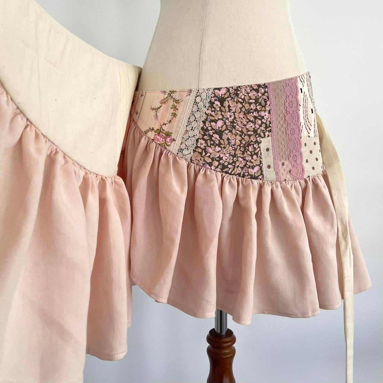 Patchwork Wrap Ruffle Mini Skirt