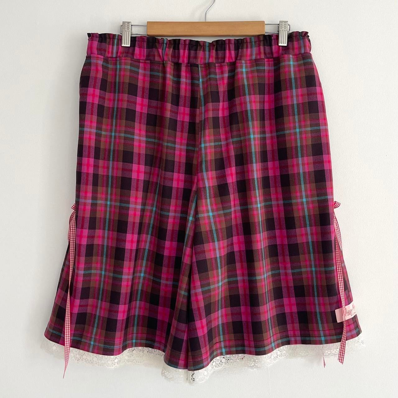 Oversized Cute Raspberry Tartan Baggy Shorts. *PRE-ORDER
