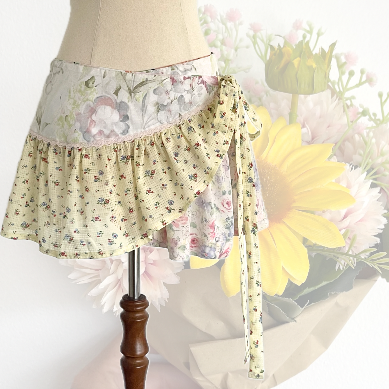 Lemoncello Wrap Ruffle Mini Skirt