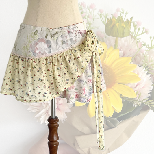 Lemoncello Wrap Ruffle Mini Skirt