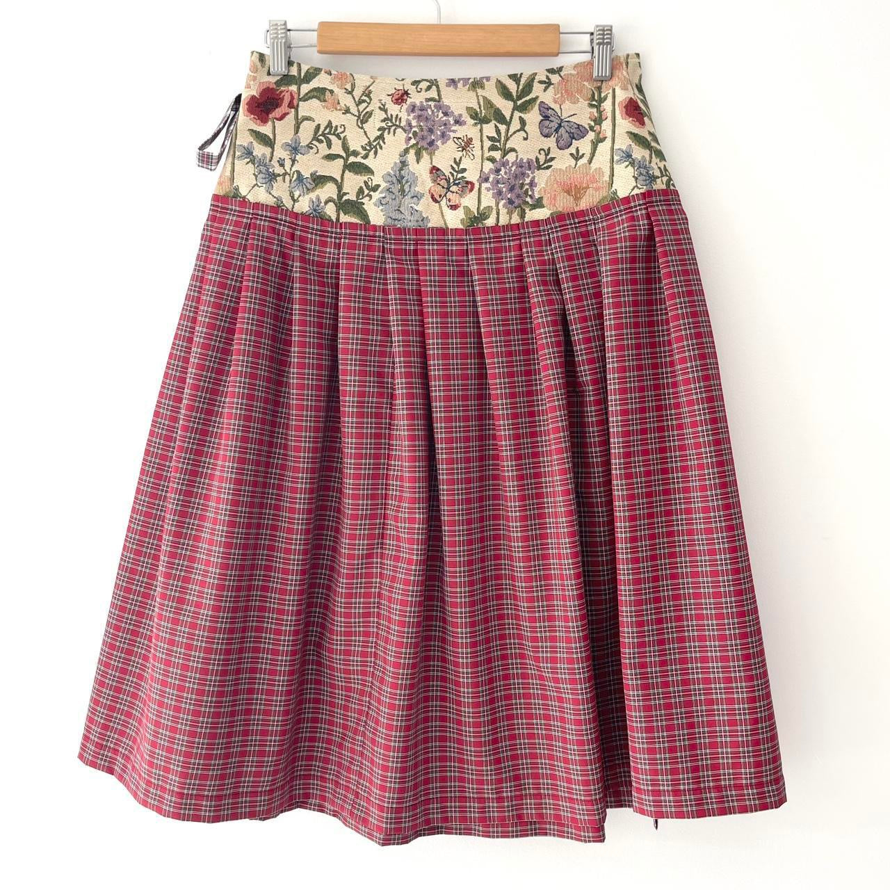 Botanical Ruby Tartan Midi Wrap Skirt 🎀✨