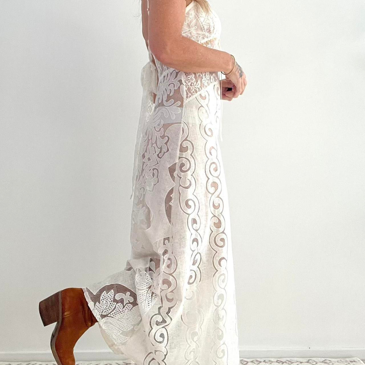 Golden Lace Slip Dress