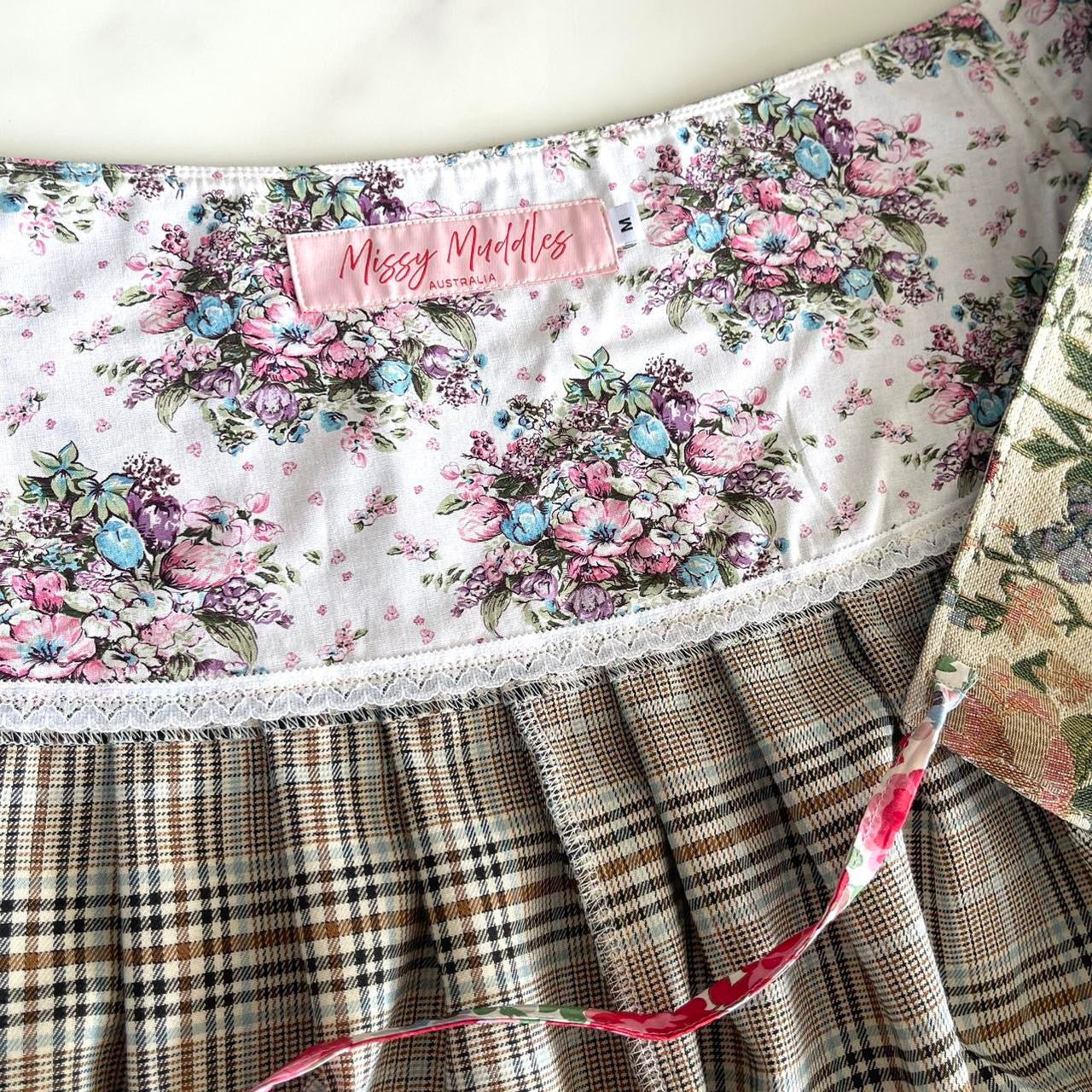 Botanical Caramel Tartan Midi Wrap Skirt 🎀✨