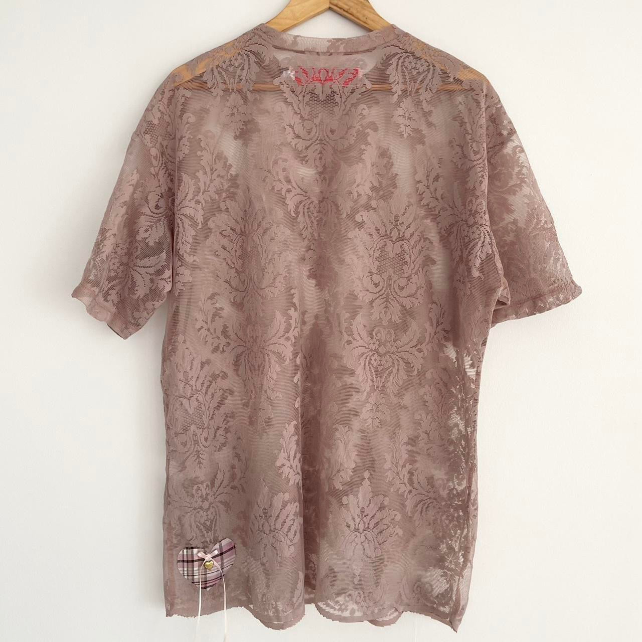 Mocha Blush Hand Dyed Lace Oversized Tshirt