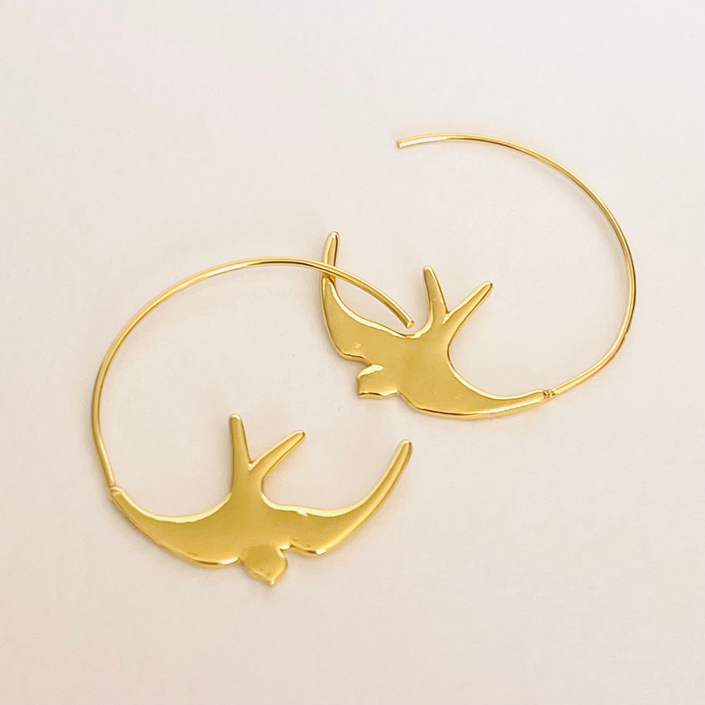 Love Birds Gold Plated Hoop Earrings