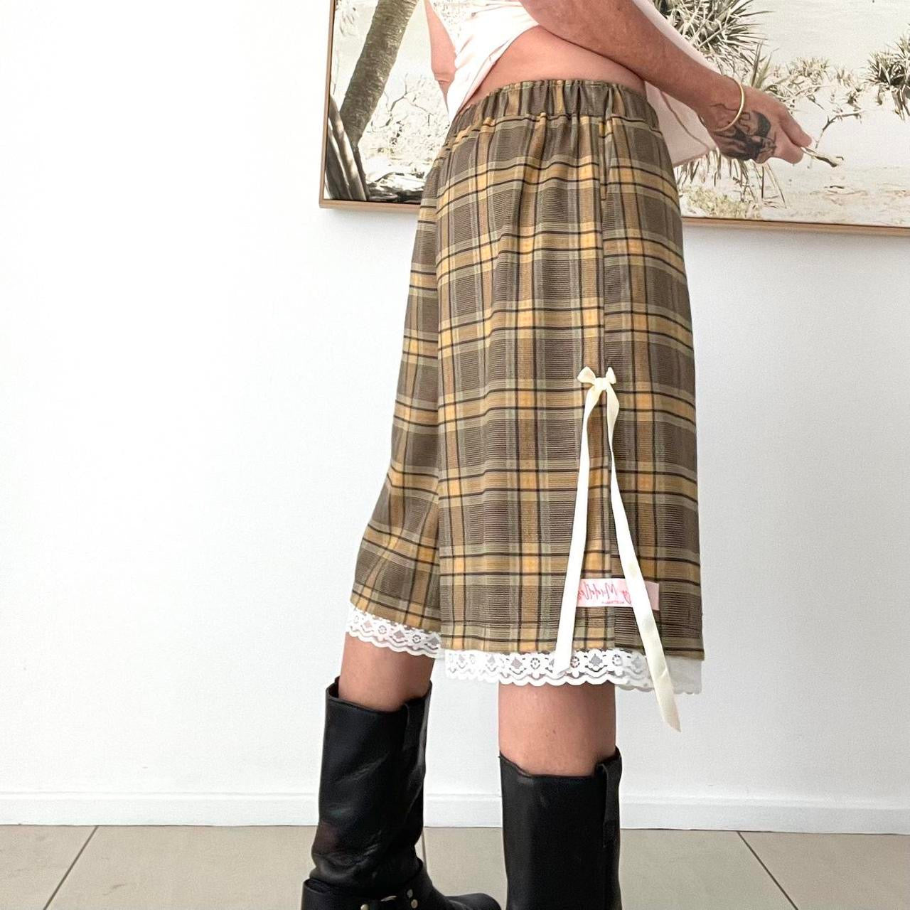 Oversized Cute Saffron Tartan Baggy Shorts. *PRE-ORDER