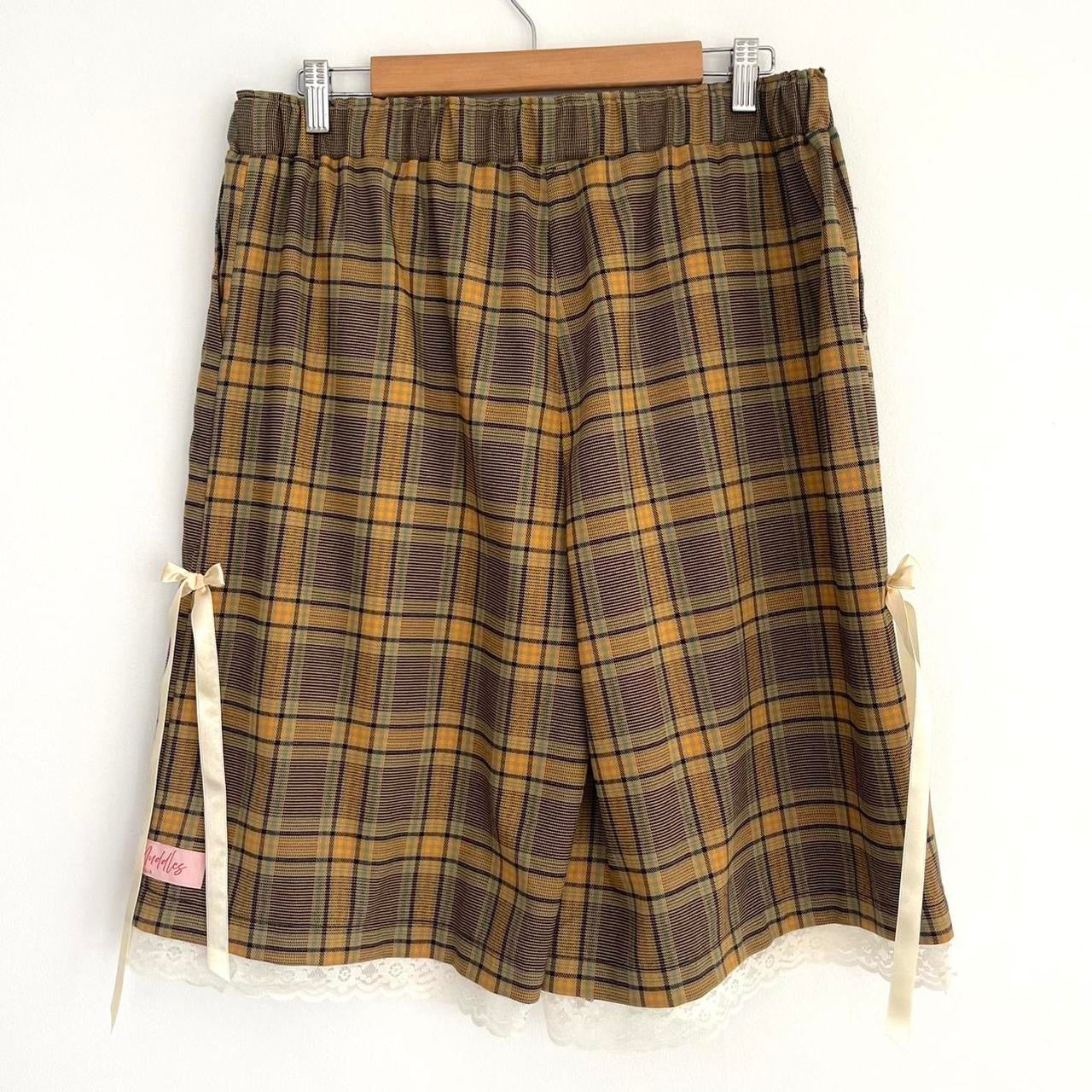 Oversized Cute Saffron Tartan Baggy Shorts. *PRE-ORDER