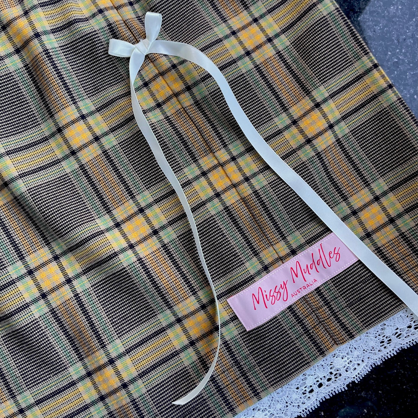 Oversized Cute Saffron Tartan Baggy Shorts. *PRE-ORDER