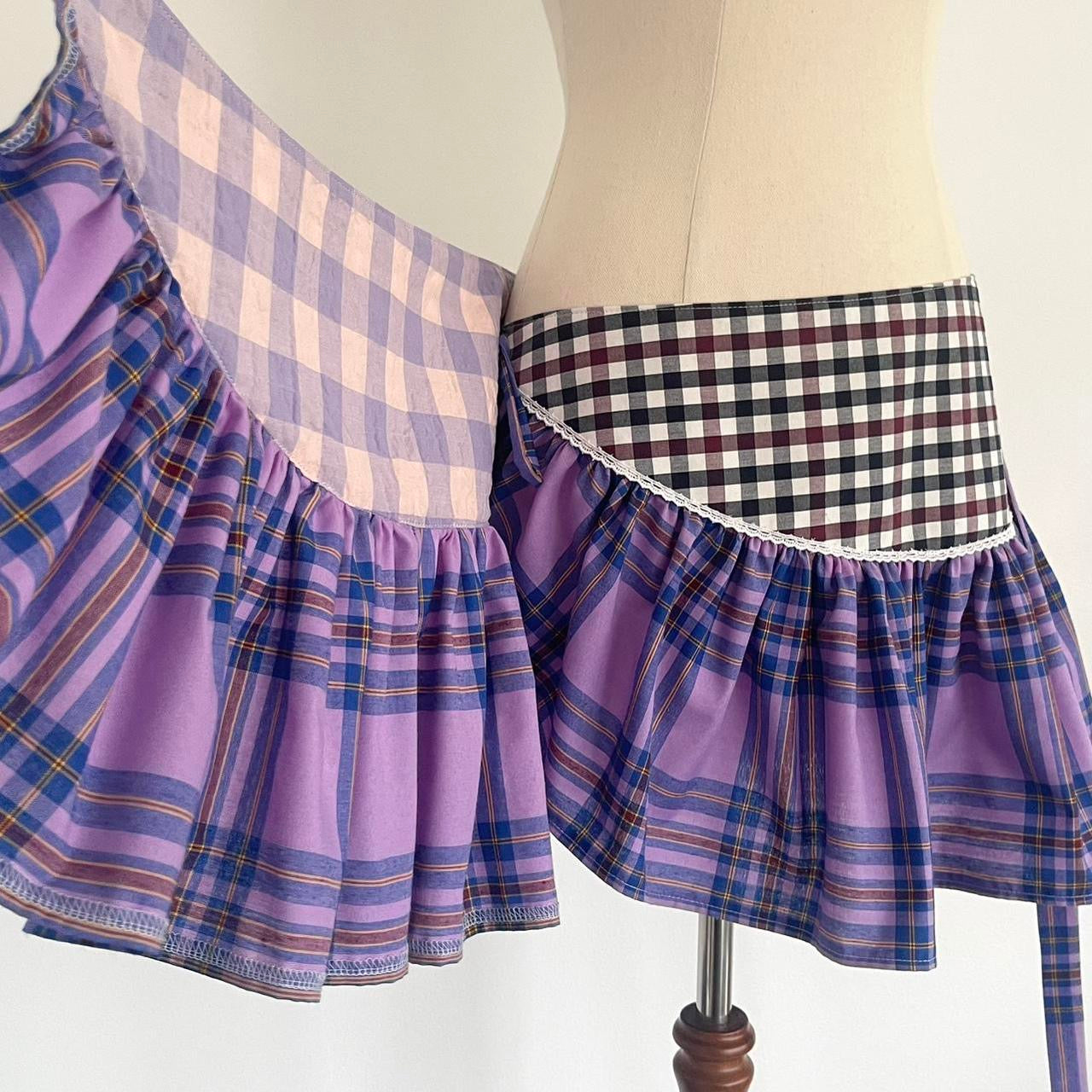 Purple Plaid Mini Wrap Skirt Medium