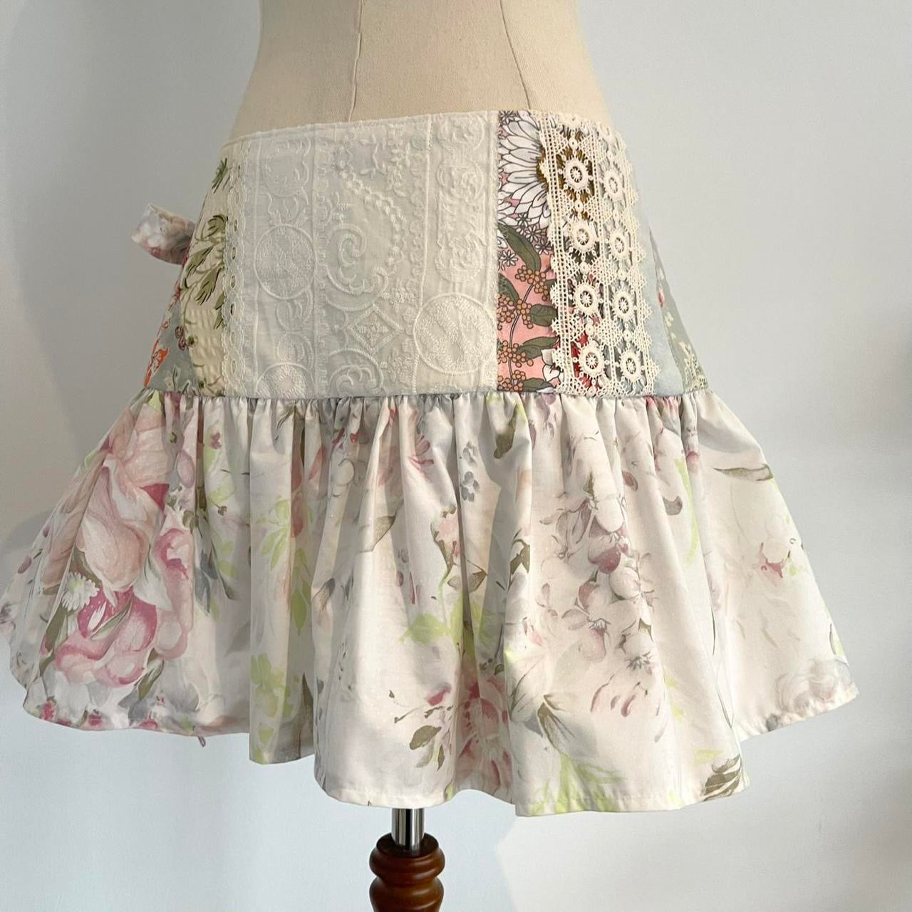 Patchwork Blooms Mini Wrap Skirt Large
