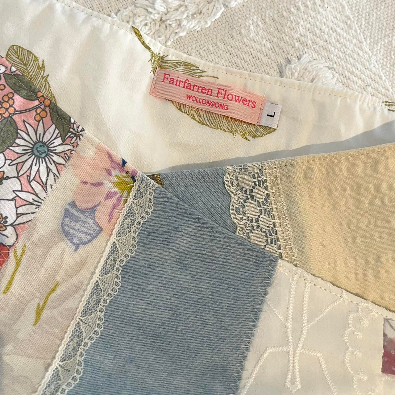 Patchwork Blooms Mini Wrap Skirt Large