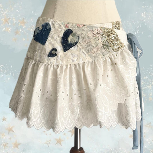 Moonstone Patchwork Mini Wrap Skirt Small