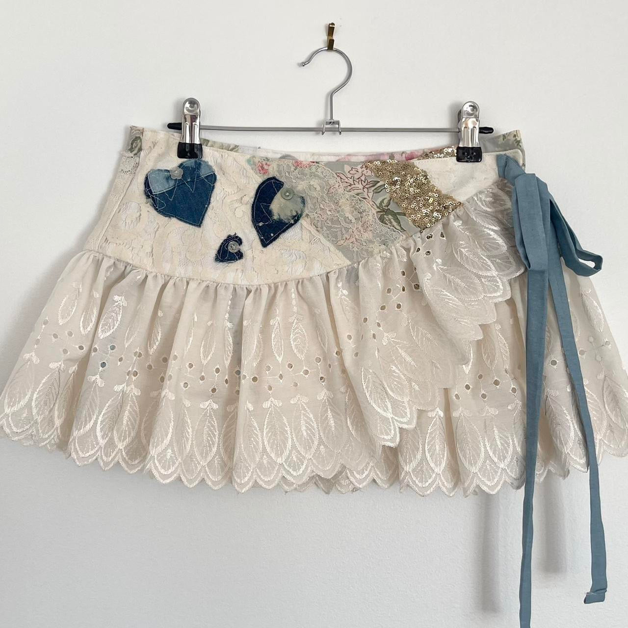Moonstone Patchwork Mini Wrap Skirt Small