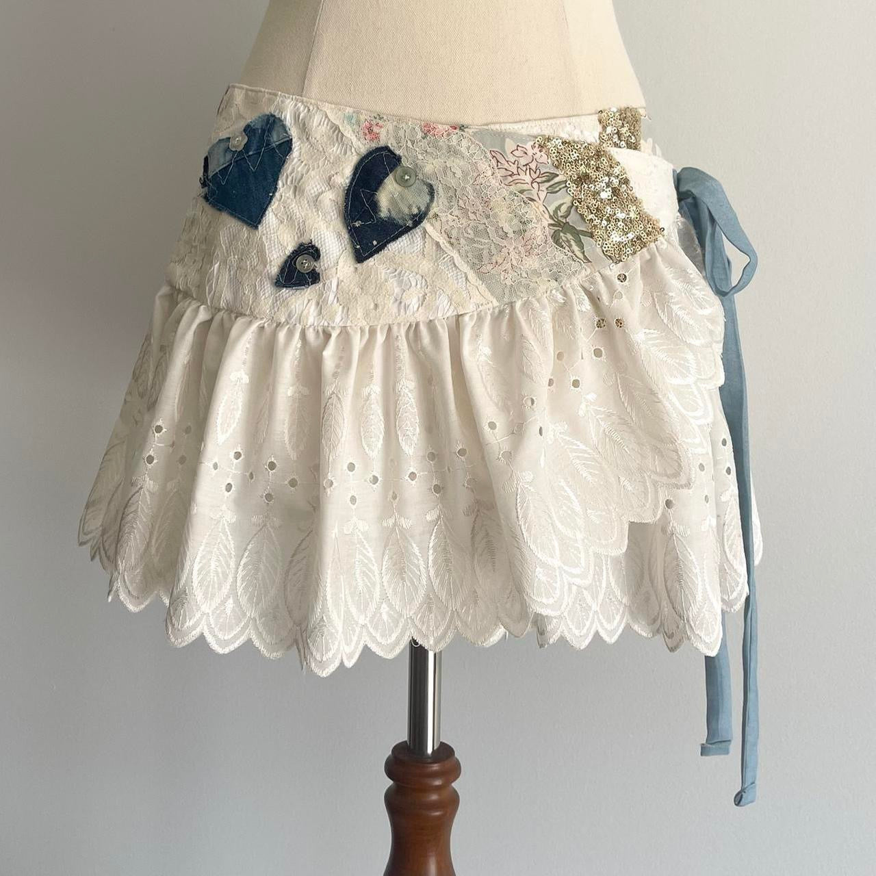 Moonstone Patchwork Mini Wrap Skirt Small