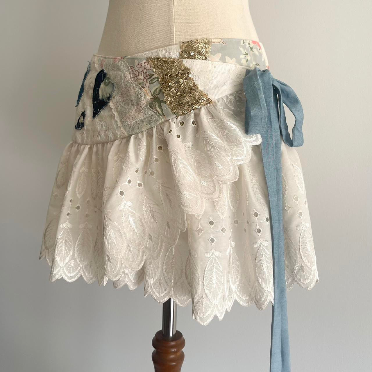 Moonstone Patchwork Mini Wrap Skirt Small