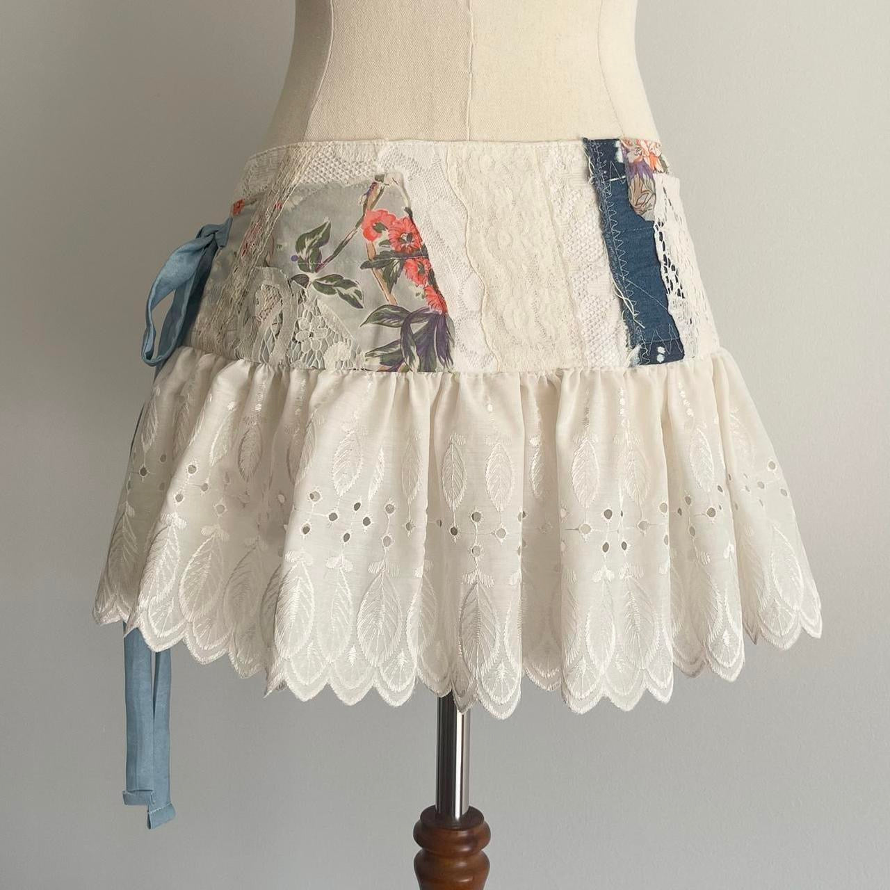 Moonstone Patchwork Mini Wrap Skirt Small