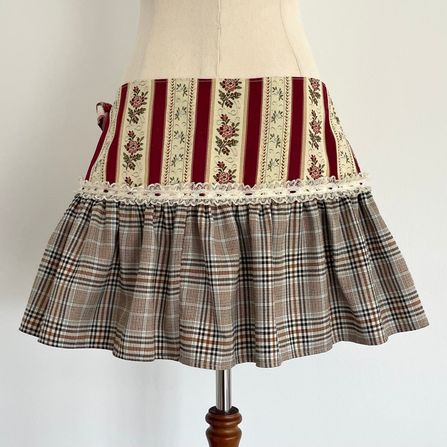 Vintage Plaid Mini Wrap Skirt Medium