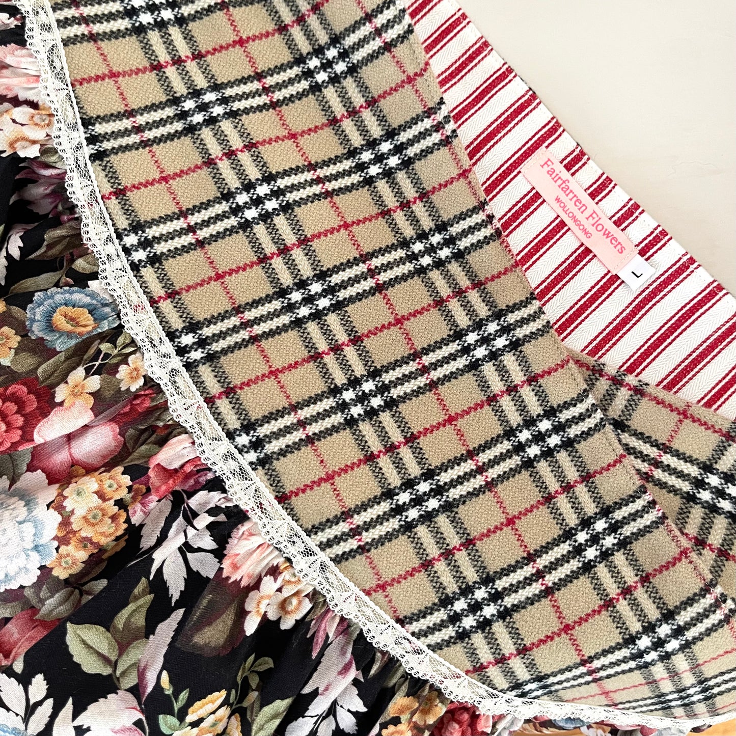 Tartan Blooms Mini Wrap Skirt Large