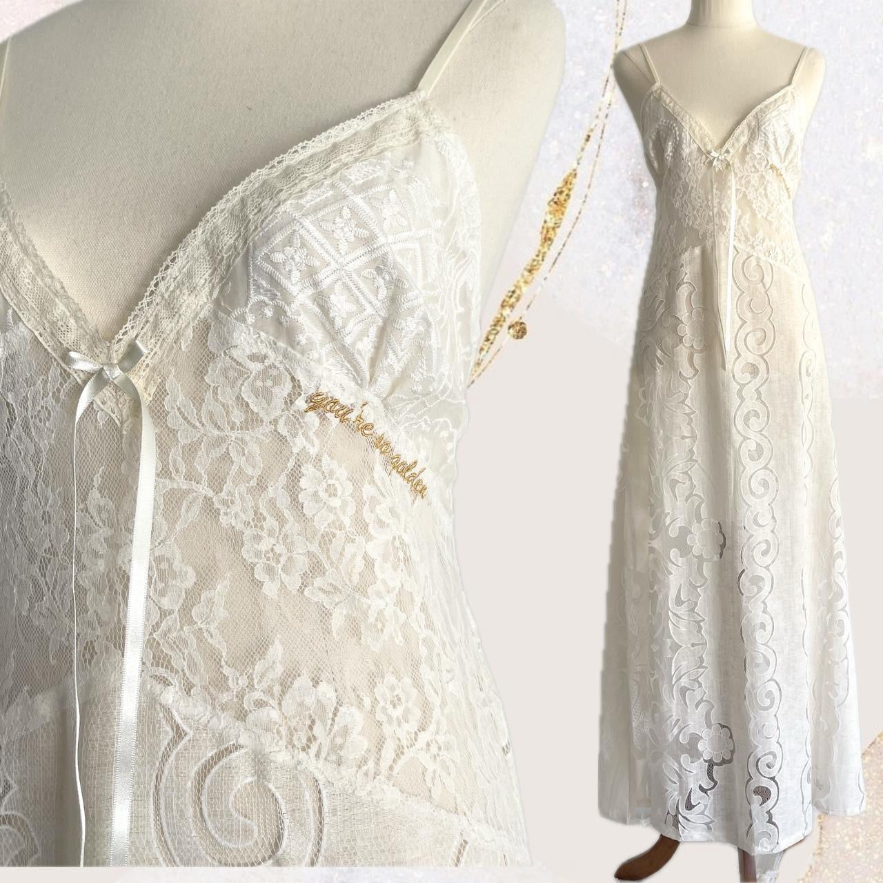 Golden Lace Slip Dress