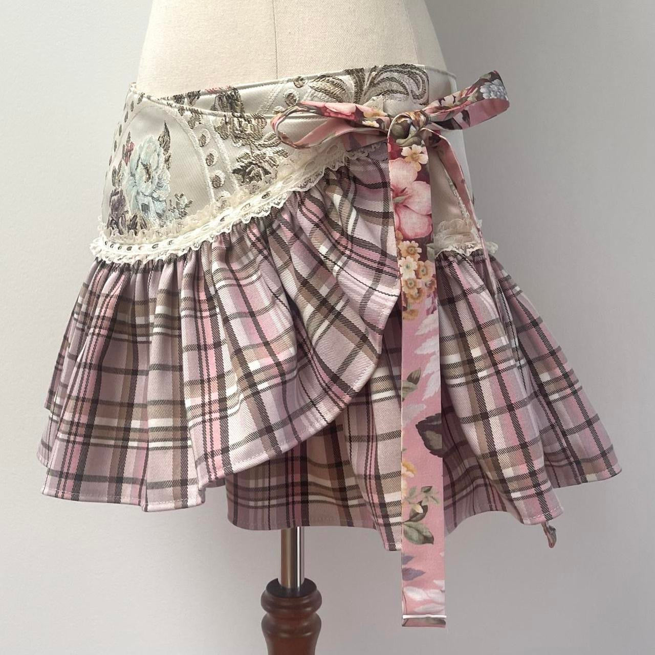 Tapestry & Tartan Mini Wrap Skirt